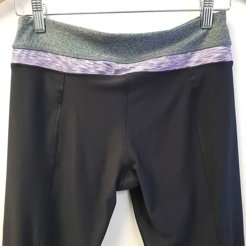 VOGO Capri Leggings Size S Black Purple Activewear Athletic Athletica Womens - Picture 7 of 7
